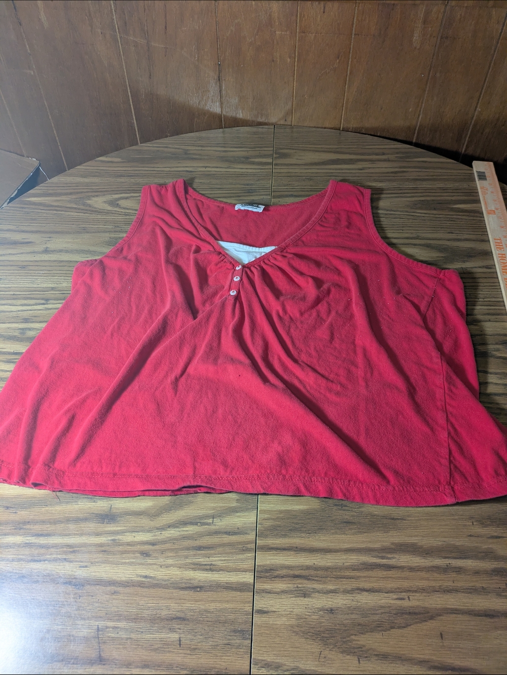 Metropolitan‎ Red Henley Tank Top | Size 2X | Y2K Core | Gorpcore | Minimalist